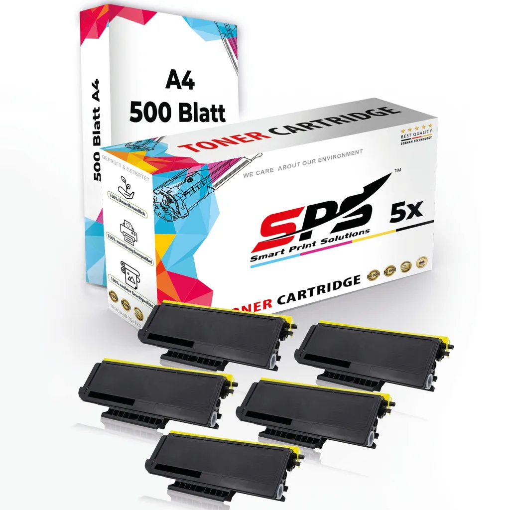 Druckerpapier A4 + 5x Multipack Set Kompatibel für Brother DCP-8070 D (TN-3280) Toner-Kit Schwarz